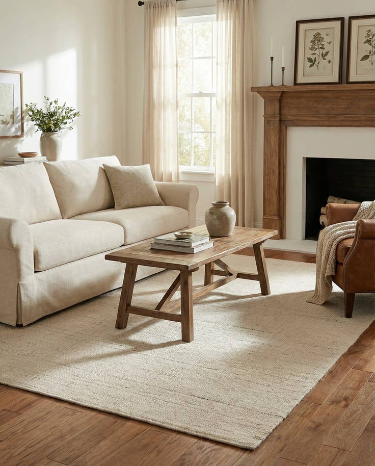 Detail image of 4' 1 x 6' 1 Hand Woven Jill Zarin English Manor Farmhouse Wool Rug