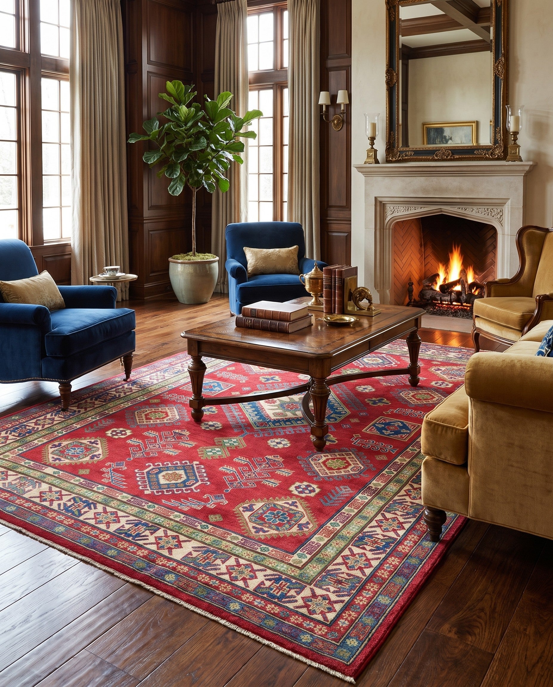 6' 8 x 9' 3 Hand Knotted Kazak Rug