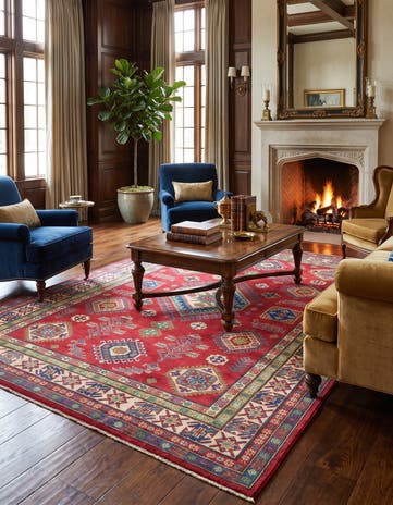 6' 8 x 9' 3 Hand Knotted Kazak Rug