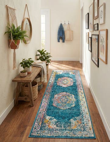 Turquoise Amulet Runner Rug