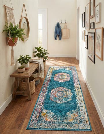 Turquoise Amulet Runner Rug