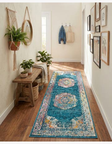 Turquoise Amulet Runner Rug