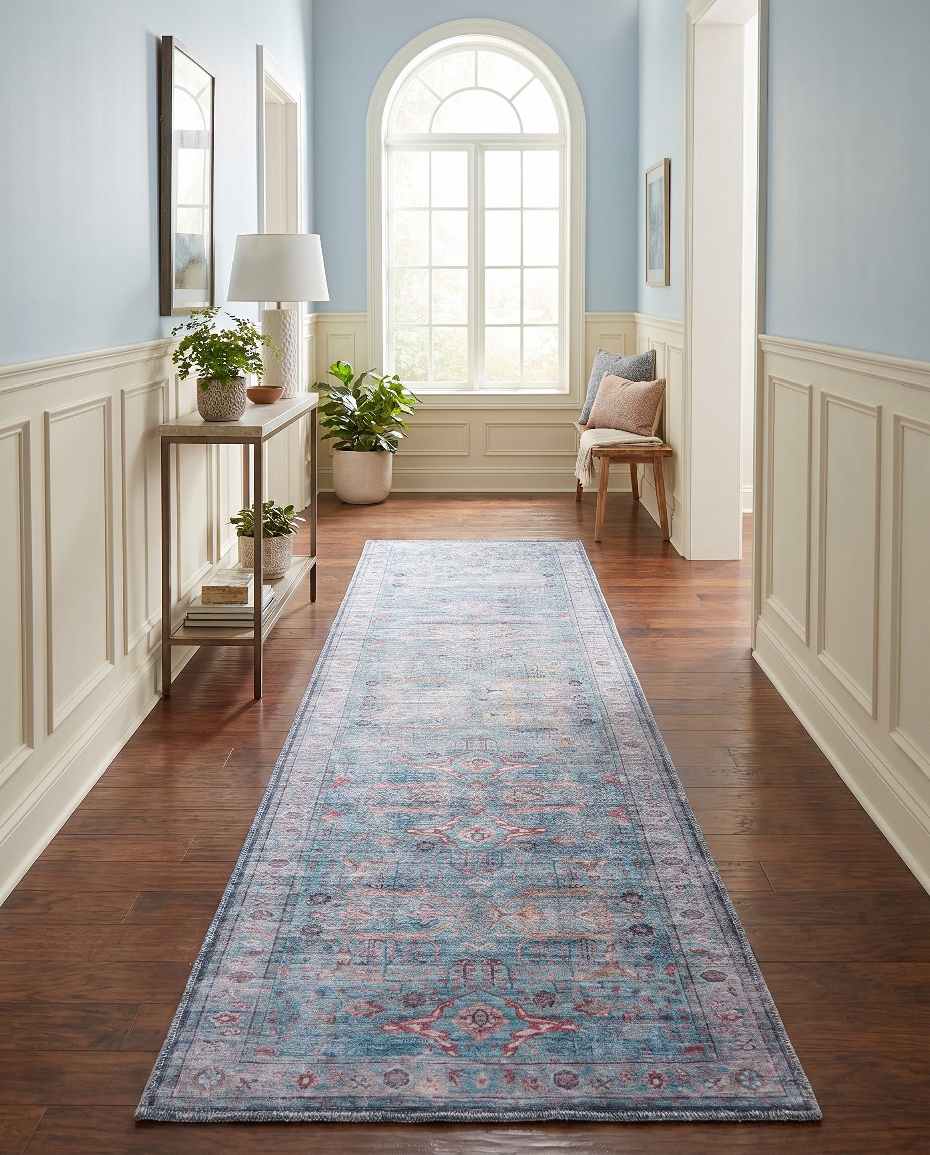 Blue Washable Maahru Runner Rug