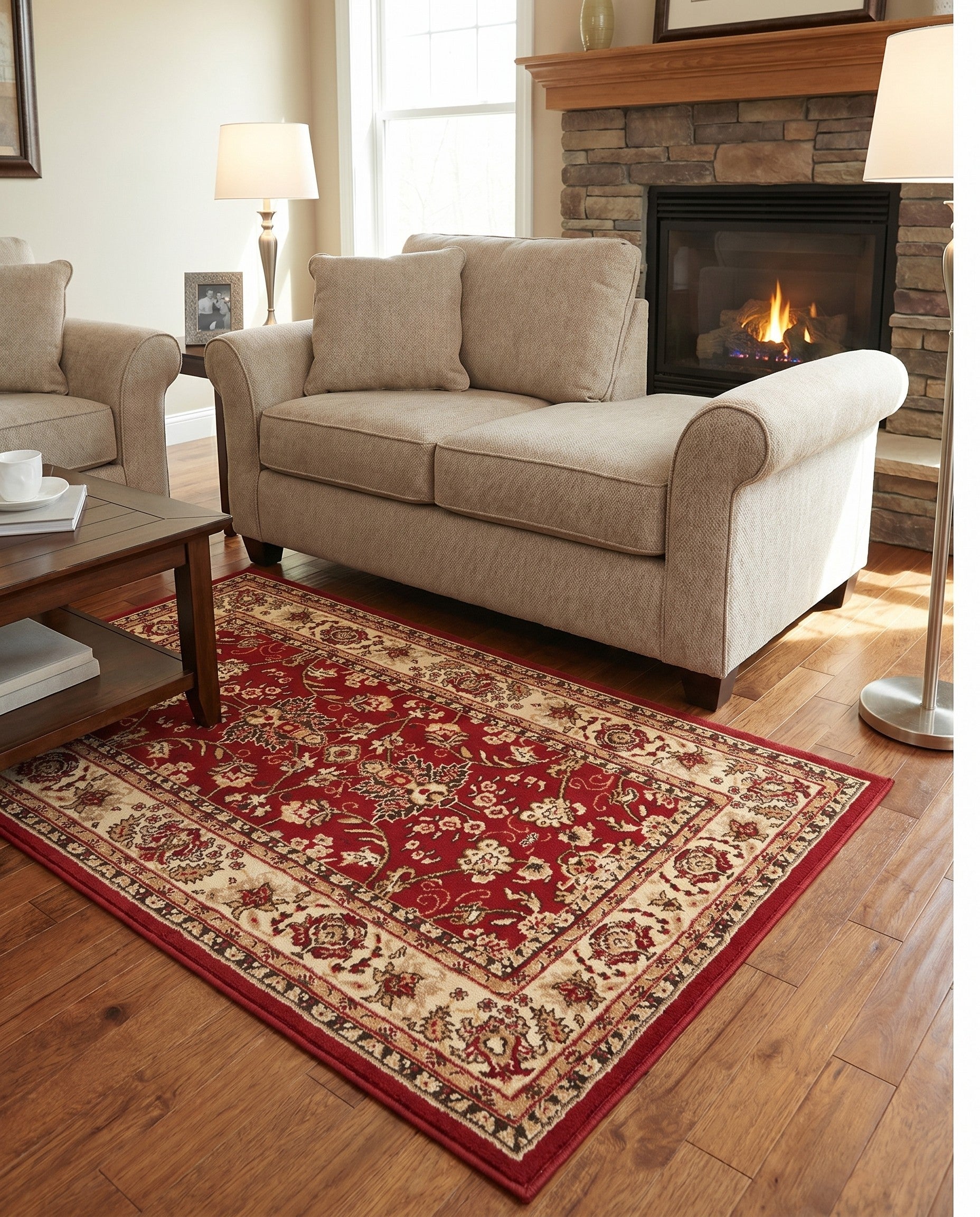Burgundy Kashan Design Rug