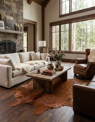 5' x 5' 7 Cowhide Leather Rug