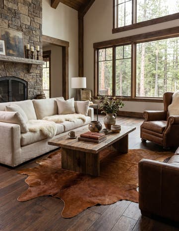5' x 5' 7 Cowhide Leather Rug