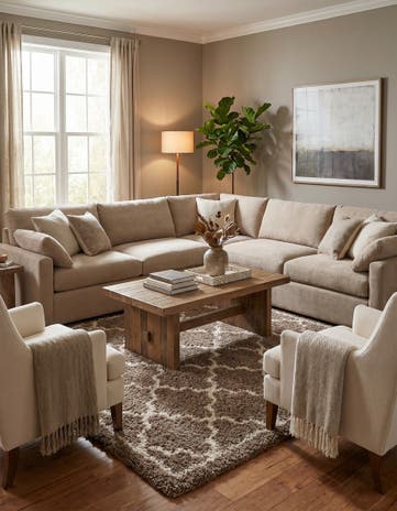 Khaki Infinity Shag Square Rug