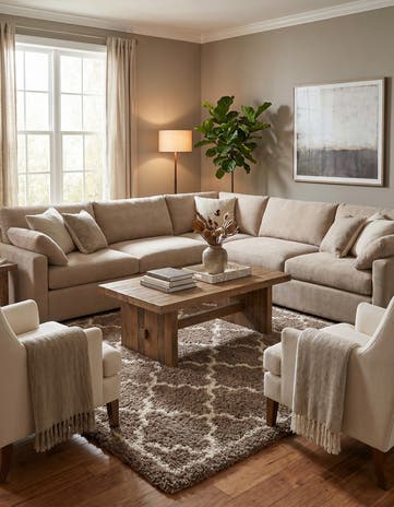 Khaki Infinity Shag Square Rug