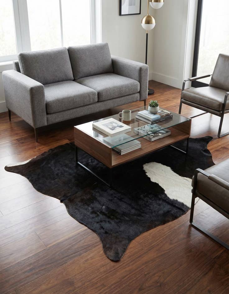 Detail image of 4' 10 x 5' 6 Cowhide Leather Square Rug