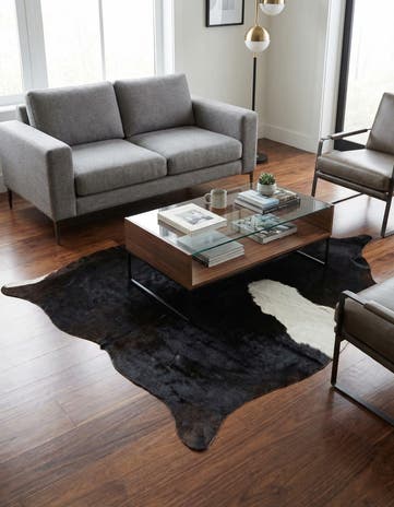 4' 10 x 5' 6 Cowhide Leather Square Rug