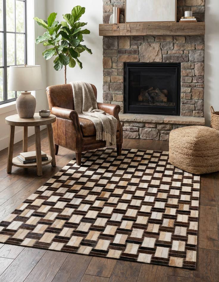 Detail image of 3' 1 x 5' Cowhide - Patchwork Rug