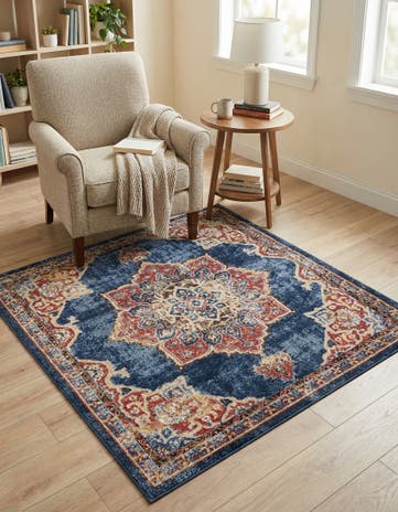 Dark Blue Eden Square Rug