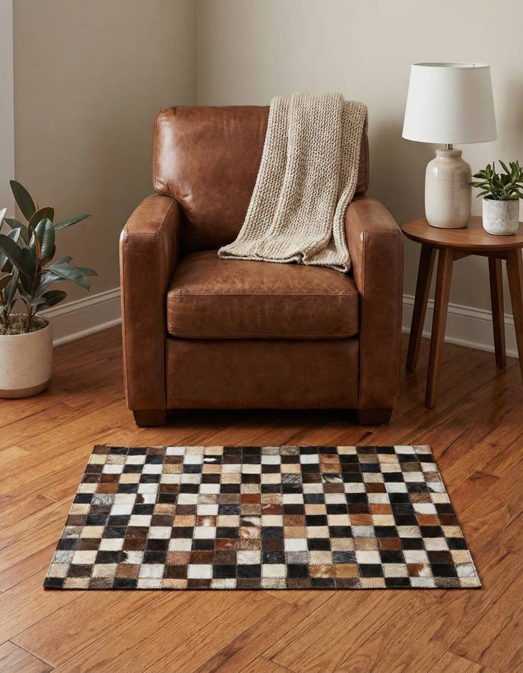 Detail image of 2' x 3' Cowhide Leather Rug