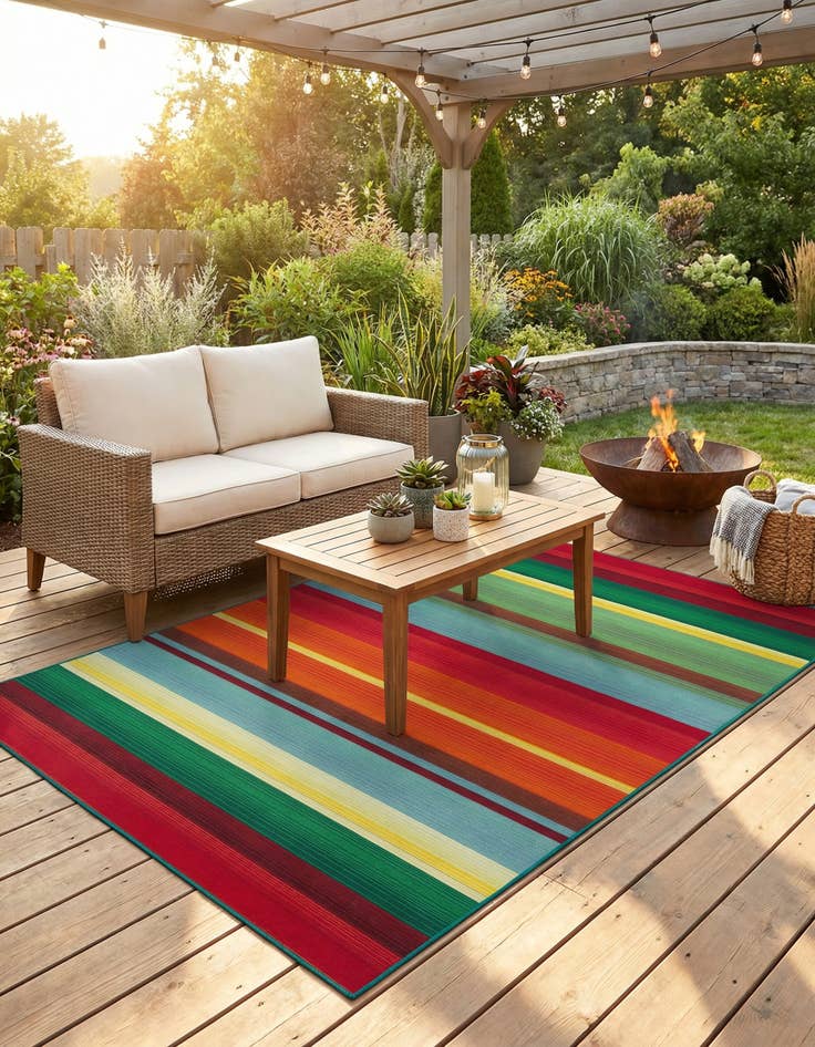 Detail image of 5' 3 x 8' Easy-Clean Modern Indoor / Outdoor Rug