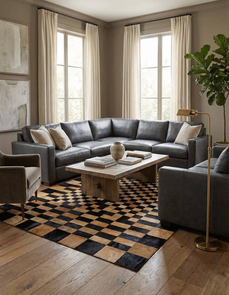 Detail image of 5' 1 x 8' Cowhide - Patchwork Rug