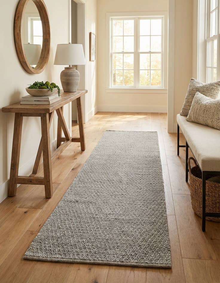 Detail image of 3' 3 x 12' Hand Woven Lattice Wool Runner Rug