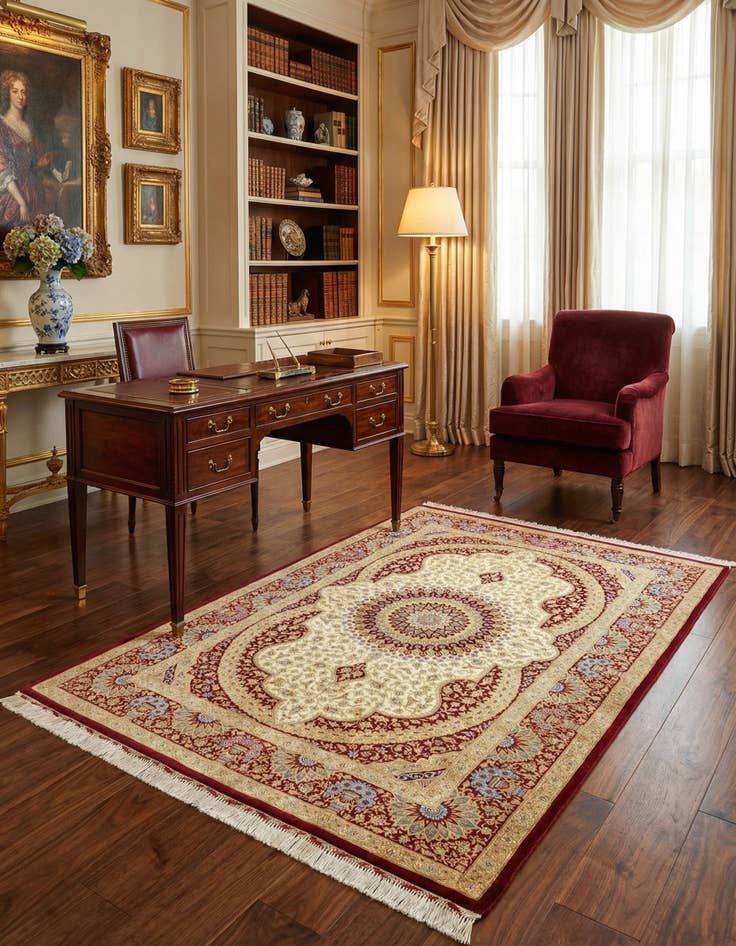 Detail image of 3' 3 x 4' 10 Ghom Silk Rug