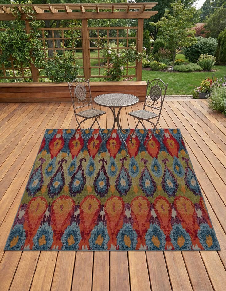 Detail image of 6' x 6' Washable Modern Indoor / Outdoor Square Rug