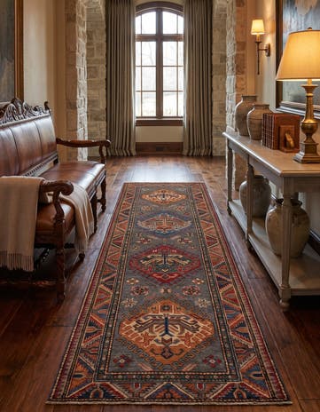 2' 7 x 8' Hand Knotted Kazak Runner Rug