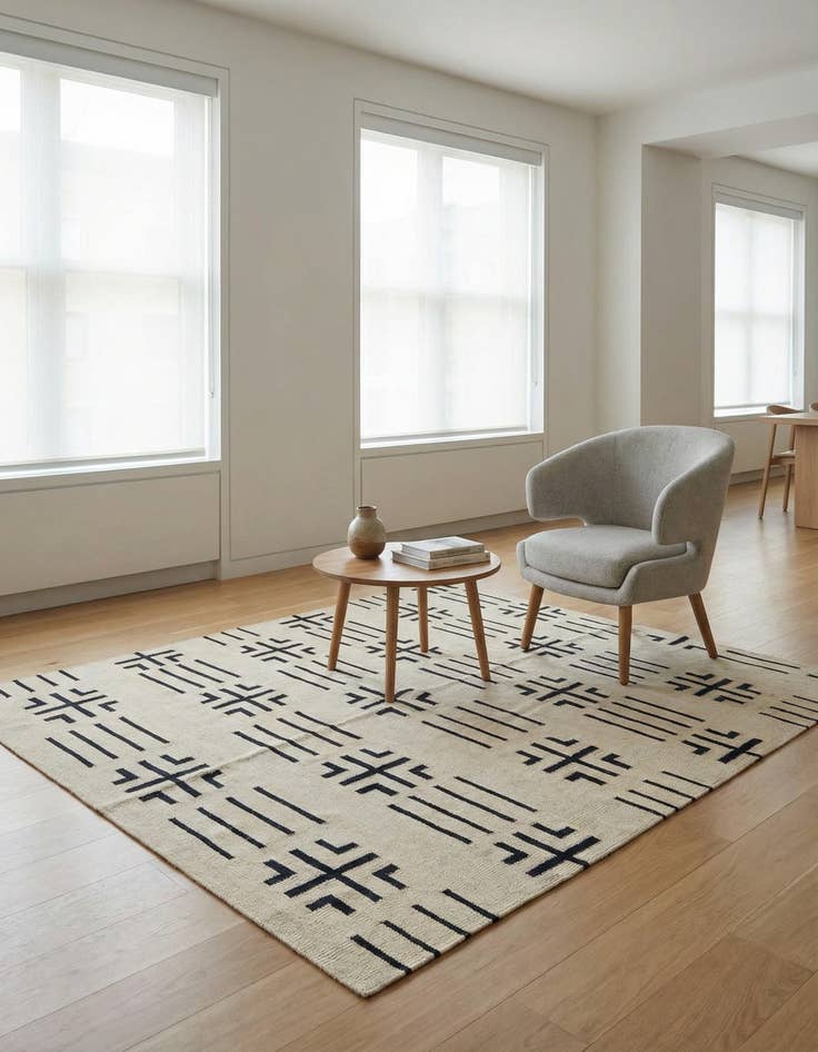 Detail image of 5' 3 x 6' 6 Hand Woven Kilim Modern Wool Square Rug