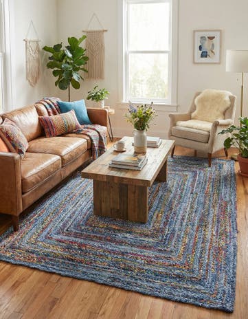 8' x 10' Handmade Braided Chindi Rug