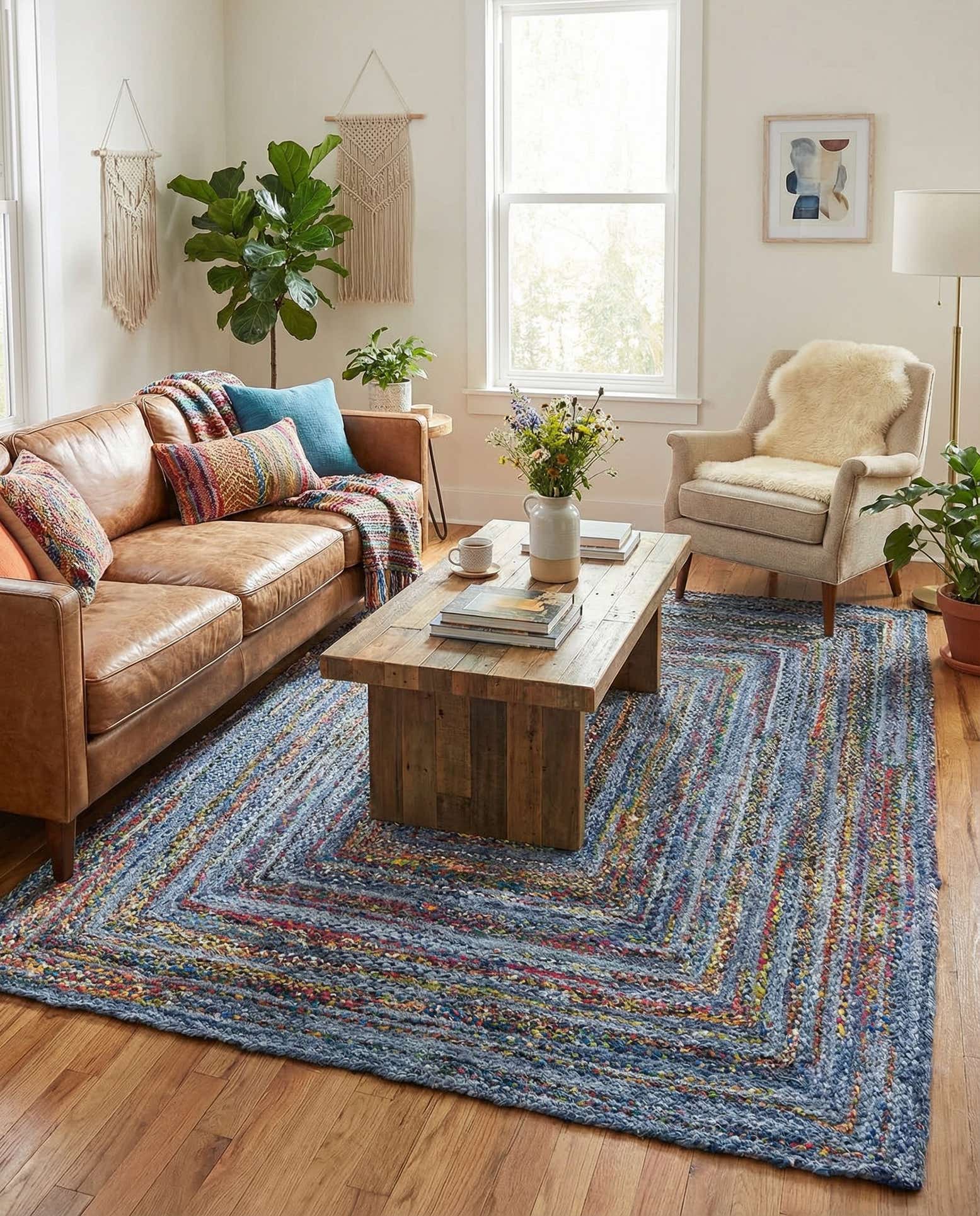 8' x 10' Handmade Braided Chindi Rug