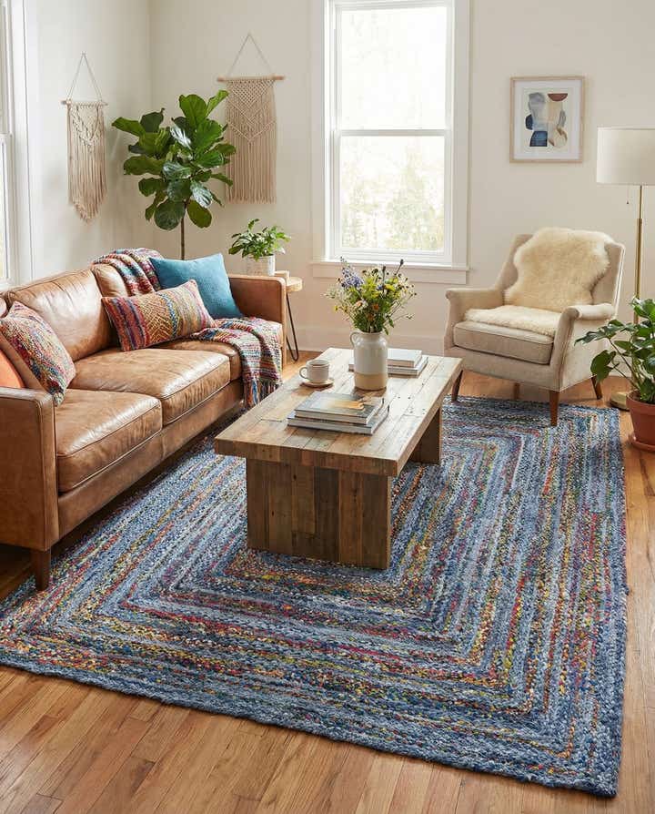 8' x 10' Handmade Braided Chindi Rug