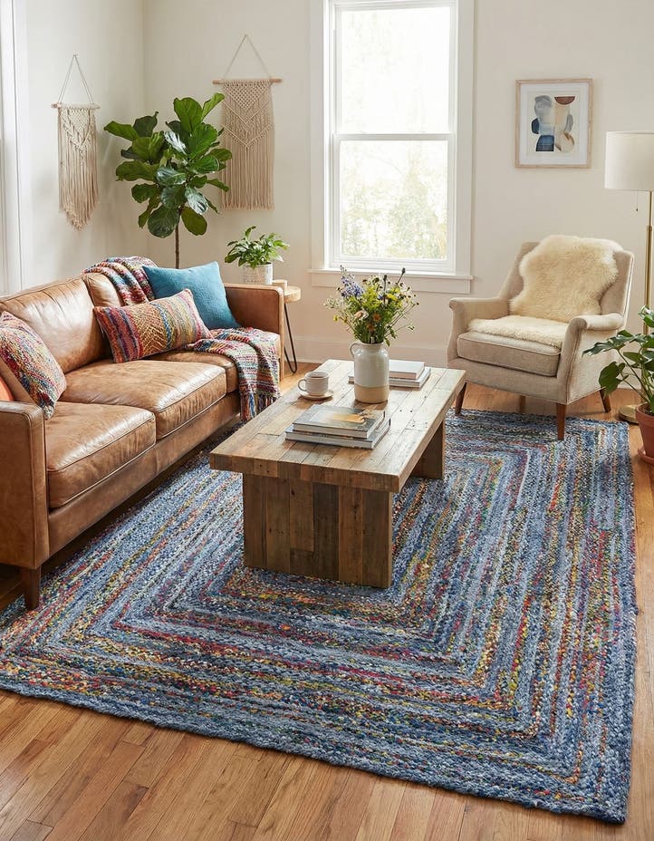 8' x 10' Handmade Braided Chindi Rug