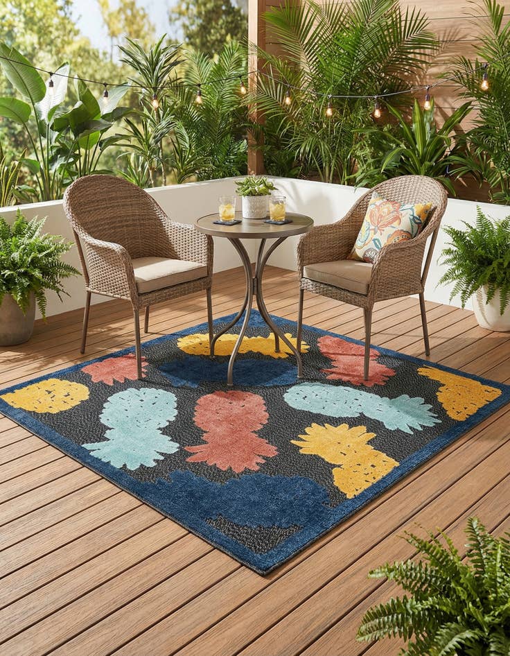 Detail image of 5' 3 x 5' 3  Washable Belize Indoor / Outdoor Square Rug