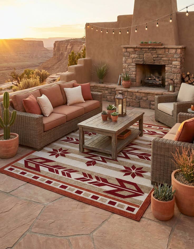 Detail image of 8' x 10'  Washable Modern Indoor / Outdoor Rug