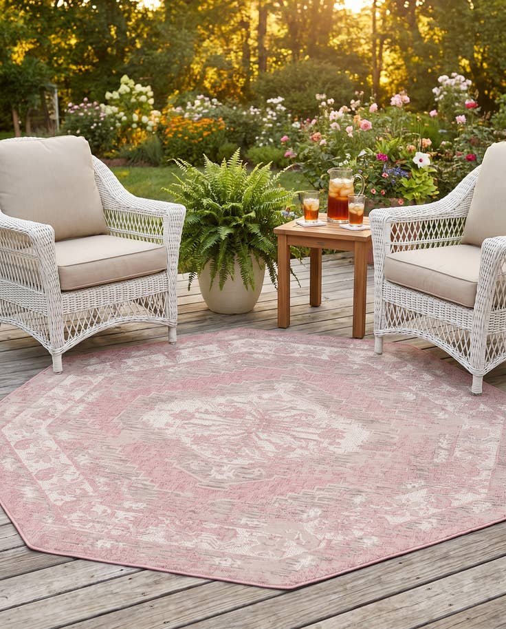 Detail image of 7' 10 x 7' 10 Easy-Clean Traditional Indoor / Outdoor Octagon Rug