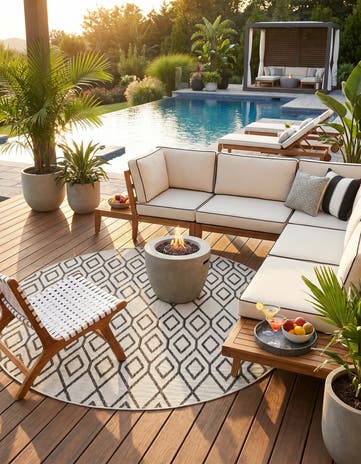 6' 7 x 6' 7 Easy-Clean Jill Zarin Turks and Caicos Indoor / Outdoor Round Rug