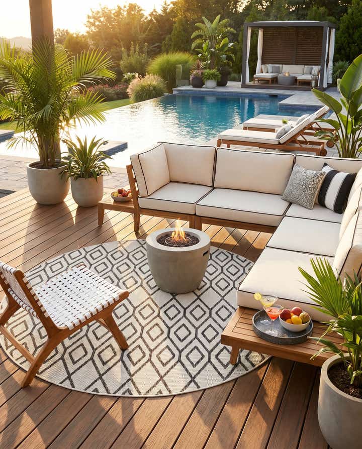 6' 7 x 6' 7 Easy-Clean Jill Zarin Turks and Caicos Indoor / Outdoor Round Rug