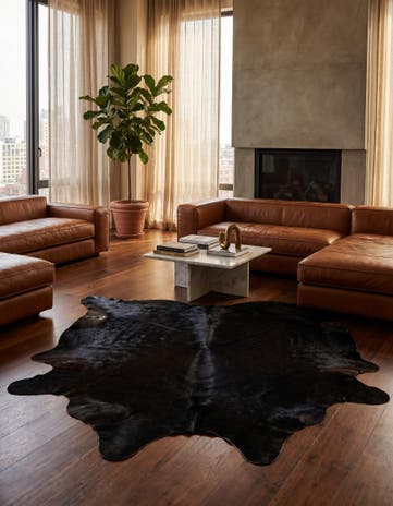 6' 2 x 6' 8 Cowhide Leather Square Rug