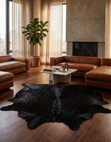6' 2 x 6' 8 Cowhide Leather Square Rug