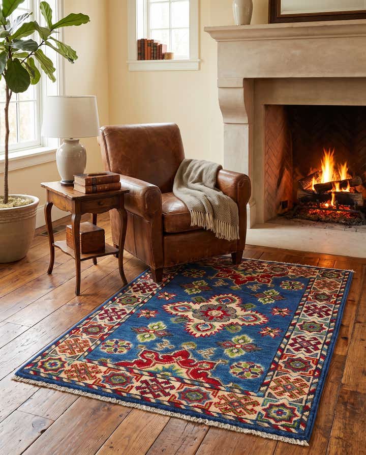 65cm x 90cm anudado a mano Kazak Alfombra