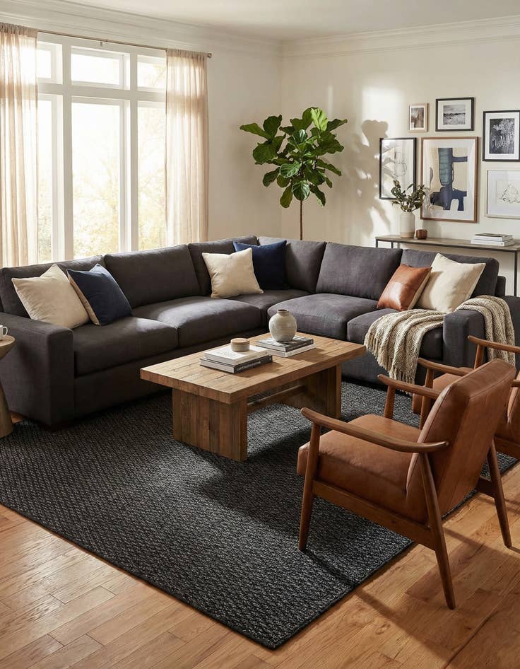 Detail image of 9' x 12' Hand Woven Lattice Wool Rug