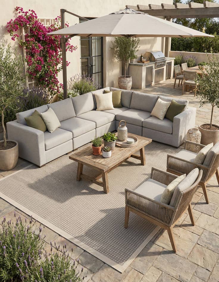 Detail image of 9' x 12' Easy-Clean Border Indoor / Outdoor Rug