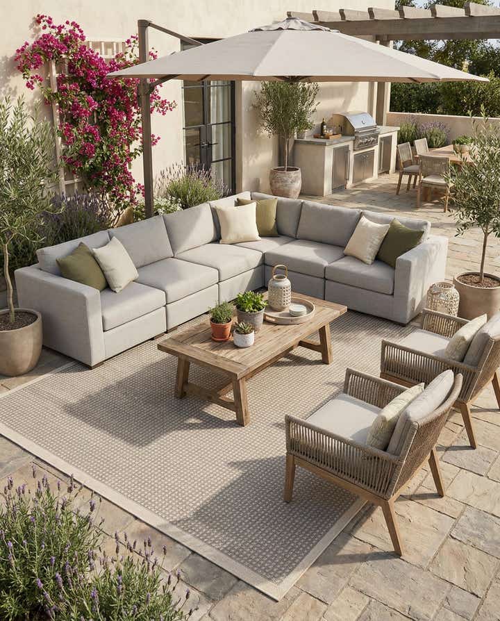 9' x 12' Easy-Clean Border Indoor / Outdoor Rug