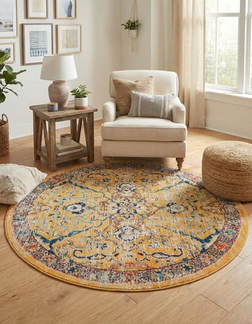 Yellow Lola Round Rug