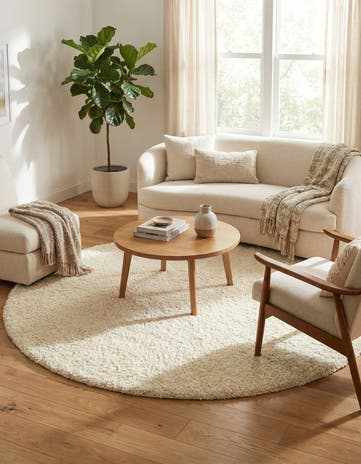 7' x 7' Solid Shag Round Rug