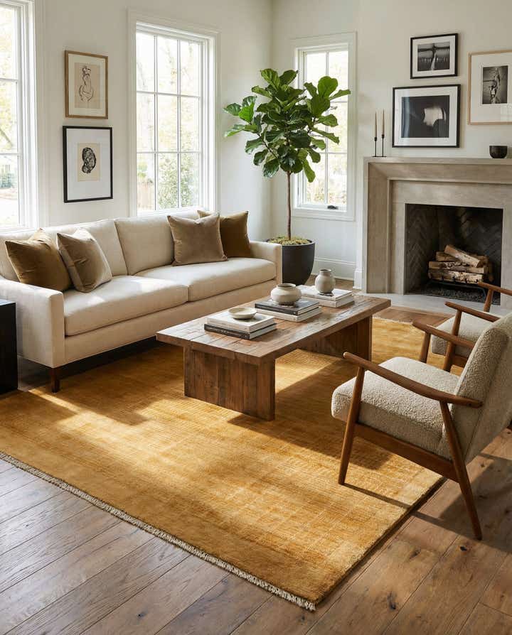 4' 6 x 6' 2 Hand Knotted Modern Ziegler Wool Rug