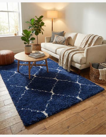 Navy Blue Moroccan Shag Rug