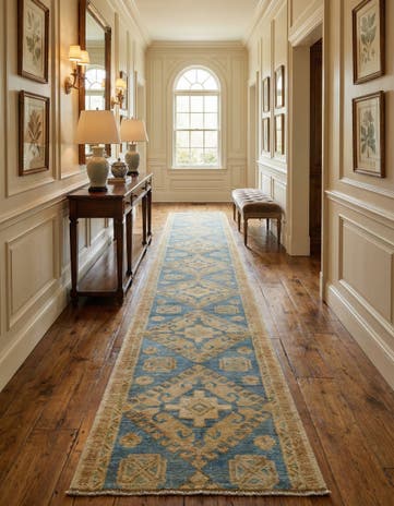 1' 9 x 11' 11 Hand Knotted Oushak Wool Runner Rug