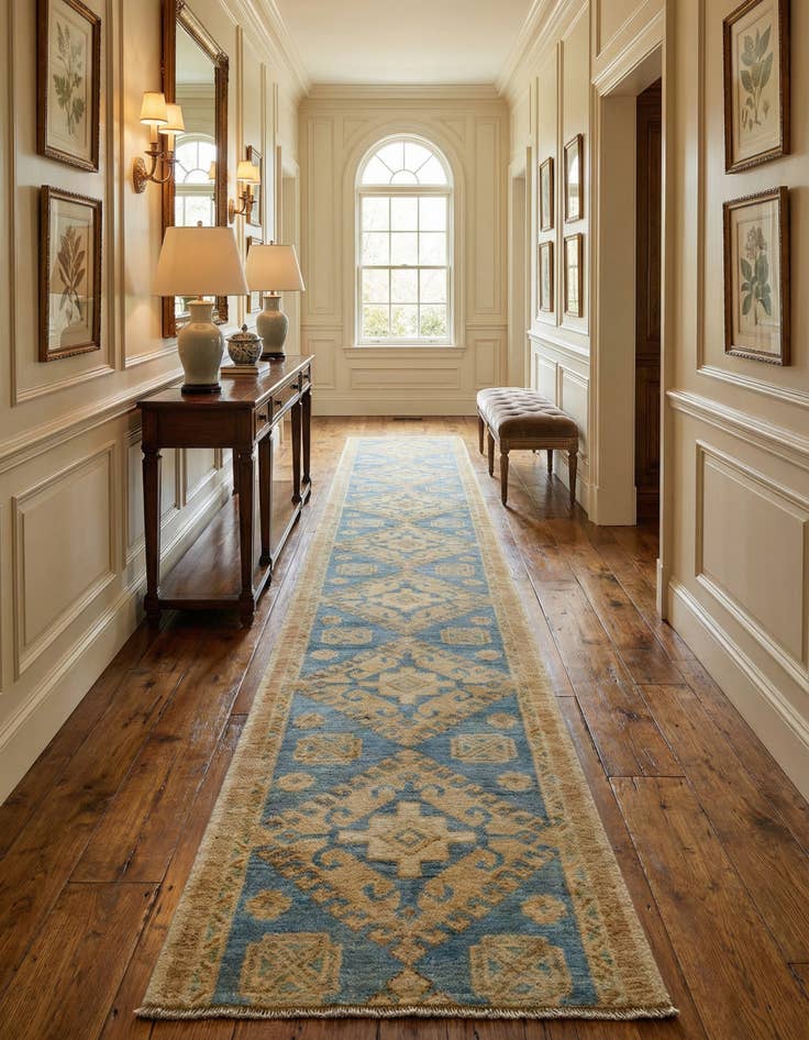 Detail image of 1' 9 x 11' 11 Hand Knotted Oushak Wool Runner Rug