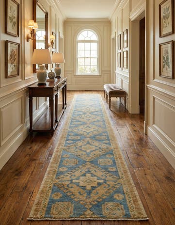 1' 9 x 11' 11 Hand Knotted Oushak Wool Runner Rug