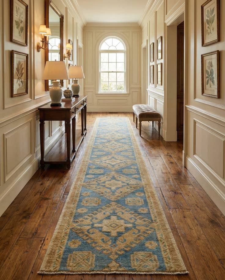 Detail image of 1' 9 x 11' 11 Hand Knotted Oushak Wool Runner Rug