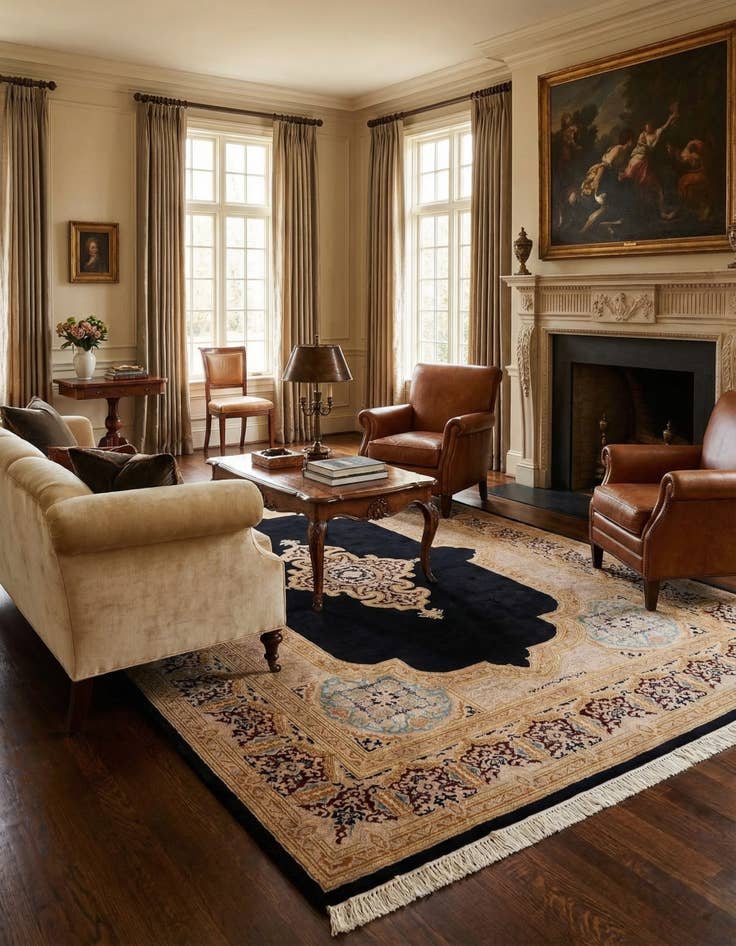 Detail image of 6' 2 x 9' 3 Hand Knotted Kerman Wool Rug