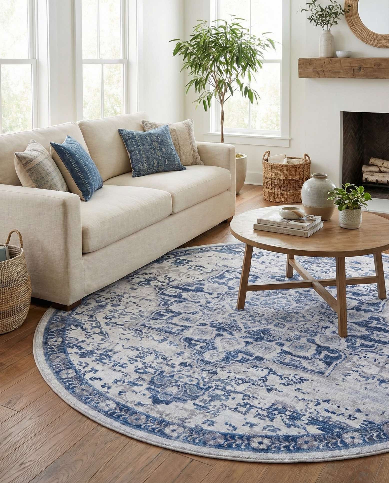 6' x 6' Washable Francesca Round Rug