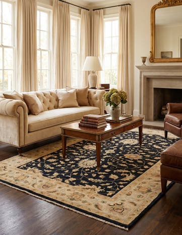4' 11 x 7' 4 Hand Knotted Ziegler Rug